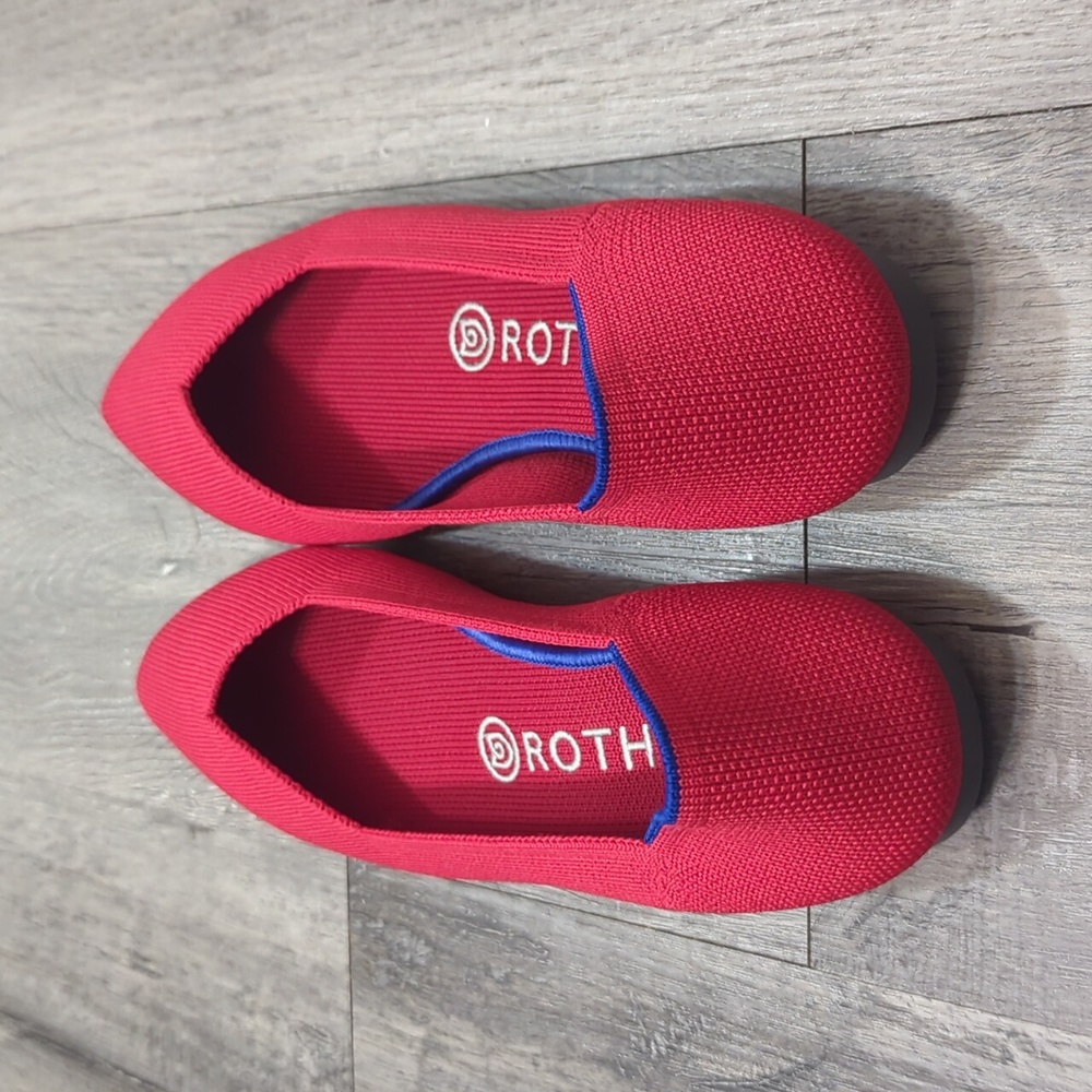 Rothy's Pointed Toe Chill Red Solid Blue Halo Fla… - image 3